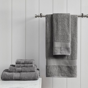 6Pcs 100% Organic Cotton Solid Color Bath Towel Set, Heavy Weight Ultra Soft and Absorbent Bath Towel - 1 of 4