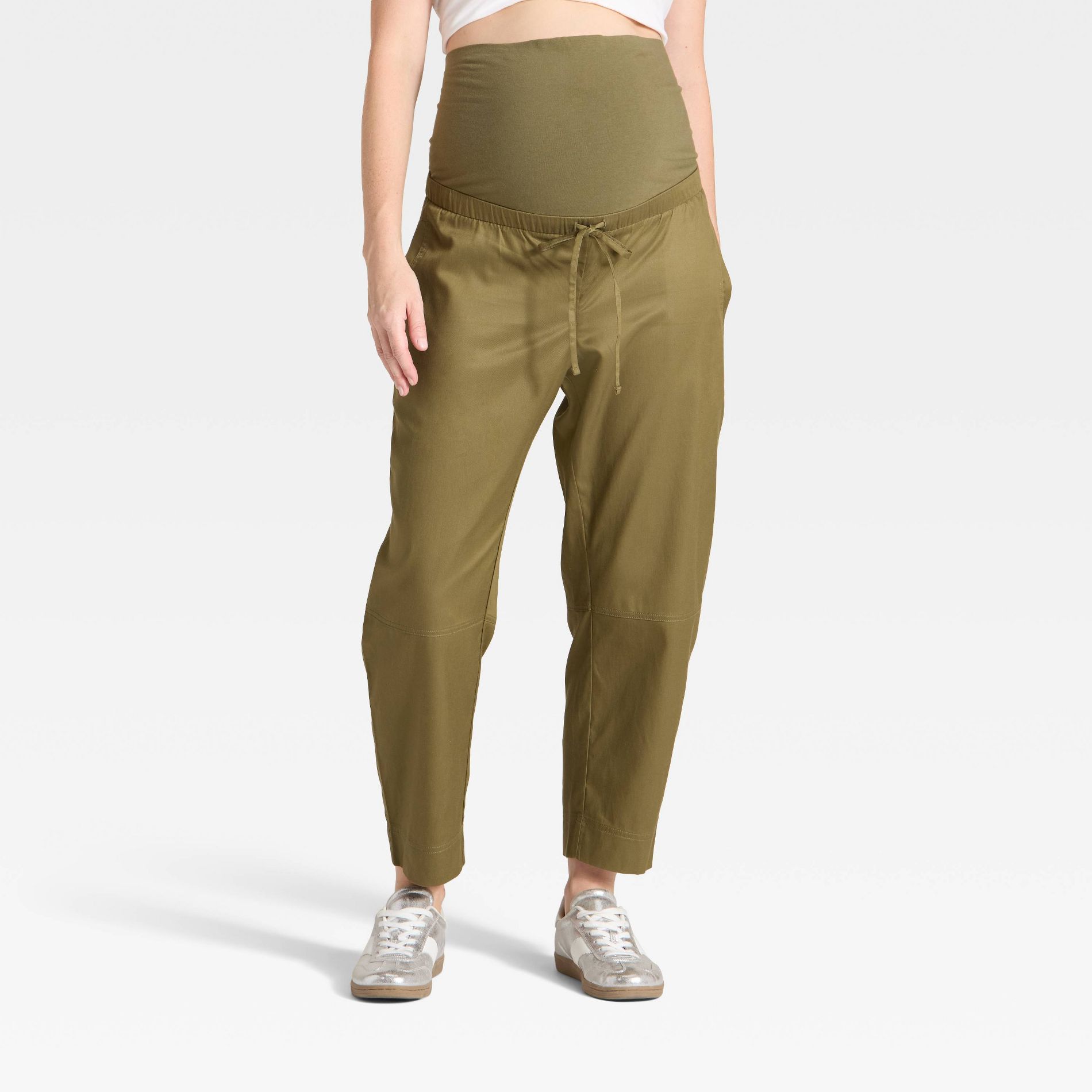 Over The Belly High-Rise Barrel Leg Chino Maternity Pants - Isabel Maternity by Ingrid & Isabel™ Olive Green M