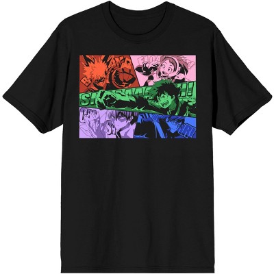 My Hero Academia Black And White Characters On Blue Black Graphic Tee ...