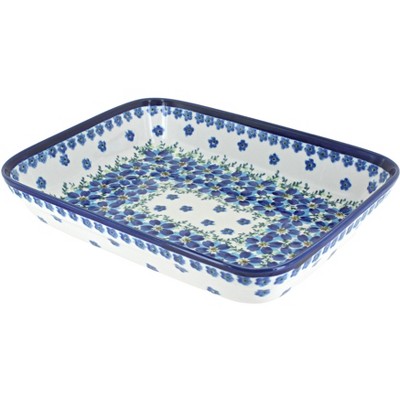 Blue Rose Polish Pottery Kalina Medium Rectangular Baker