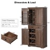 Farmhouse Pantry Cabinet with 3 Pull Out Organizers, 6 Door Shelves & 2 Drawers, 71" Tall Kitchen Storage Hutch for Dining Room-3irtyhousy - 4 of 4