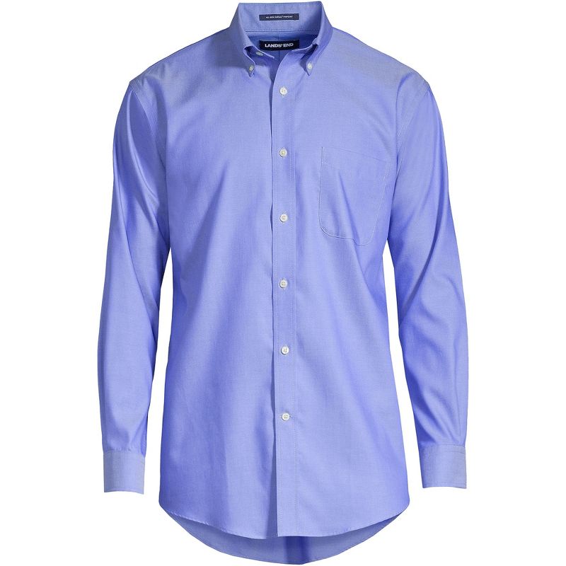 Lands' End Men's Traditional Fit Solid No Iron Supima Pinpoint Buttondown Collar Dress Shirt, 3 of 6