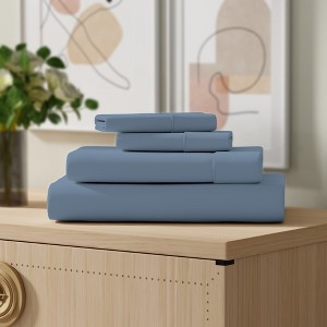 Color Sense 100% Cotton Percale Cool & Crisp 4-Piece Sheet Set King ...