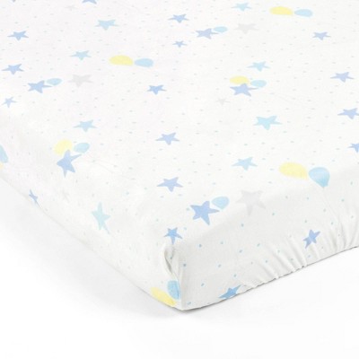 Lush Décor Elephant Balloon Stars Soft MicroPlush Fitted Crib Sheet - Gray