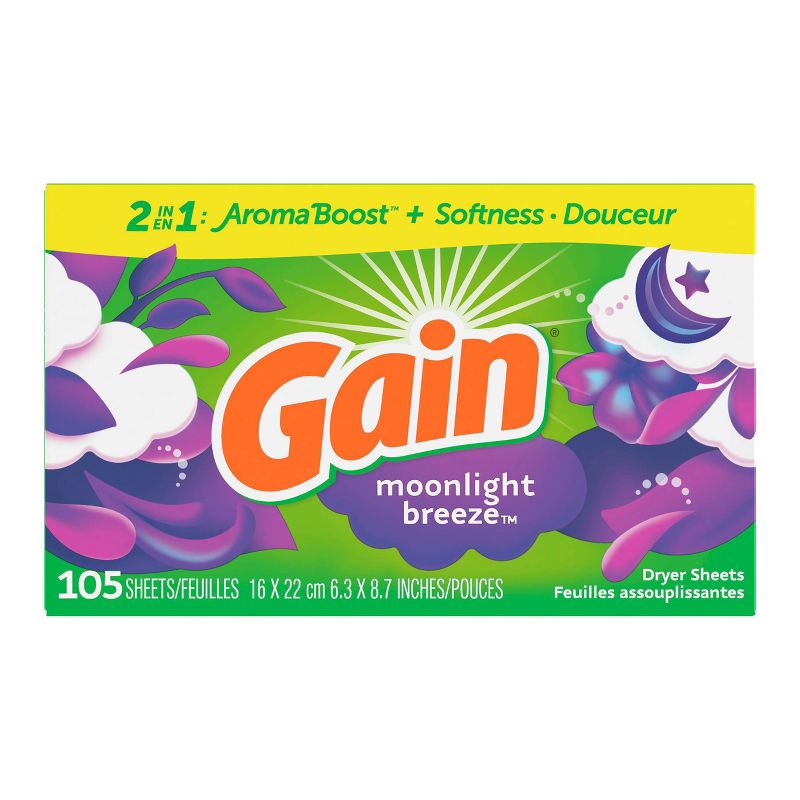 Gain Moonlight Breeze Fabric Softener Dryer Sheets, 1 of 12