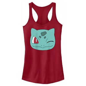 Juniors Womens Pokemon Bulbasaur Wink Face Racerback Tank Top - 1 of 4