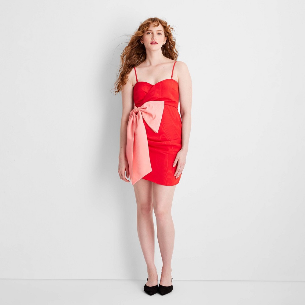 Women's Holiday Sweetheart Bow Mini Dress - Future Collective Red S