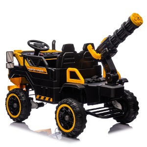 24V Three-Seater Kids Electric Ride-On Car Toys, 4-Motor Electric Vehicle UTV W/2.4G Remote, Built-in Water Gun, Bluetooth & MP3, 3-Speed Adjustable - 1 of 4