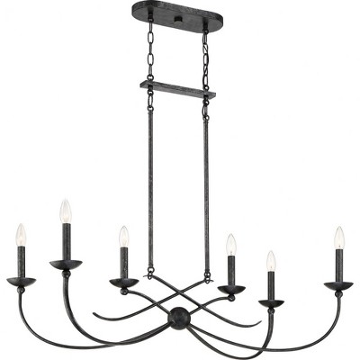 Quoizel Lighting Calligraphy 6 - Light Island Pendant Light in  Old Black