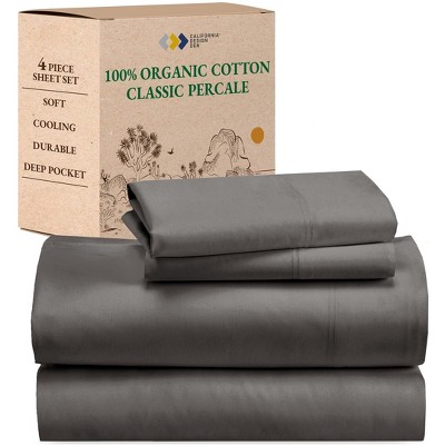 California Design Den  Bed Sheets Set - 100% Organic Cotton Percale, Deep Pocket