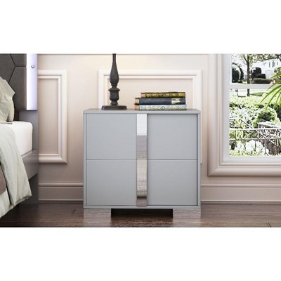 CAVINAS 2 Drawers Elegant Nightstand, Mirrored Bedside Table End Table for Living Room, Bedroom