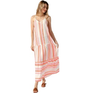 Allegra K Women's Boho Printed Summer Sleeveless V Neck Flowy Sundresses - 1 of 4