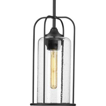 Progress Lighting Watch Hill 1 - Light Pendant ,  Textured Black with Clear Seeded Glass Shade