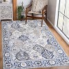 Boho Vintage Low-Pile Geometric Rug, Washable and Non-Slip, Ideal for Bedroom, Dining Area, and Office Floors, 8'x10', Beige Blue - 2 of 4