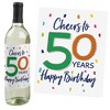 Big Dot of Happiness 50th Birthday - Cheerful Happy Birthday - Colorful Fiftieth Birthday Party Decor - Wine Bottle Label Stickers - Set of 4 - 2 of 4