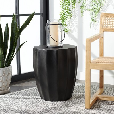 Jaslyn Modern Black Concrete Round Accent Table 21"