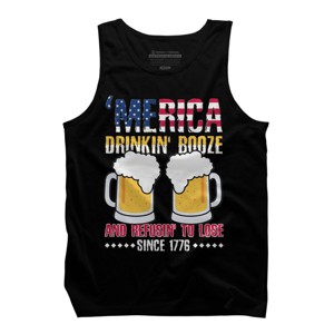 Men's Design By Humans July 4th America Drinkin' Booze And Refusin' To Lose Since 1776 By  Tank Top - 1 of 2
