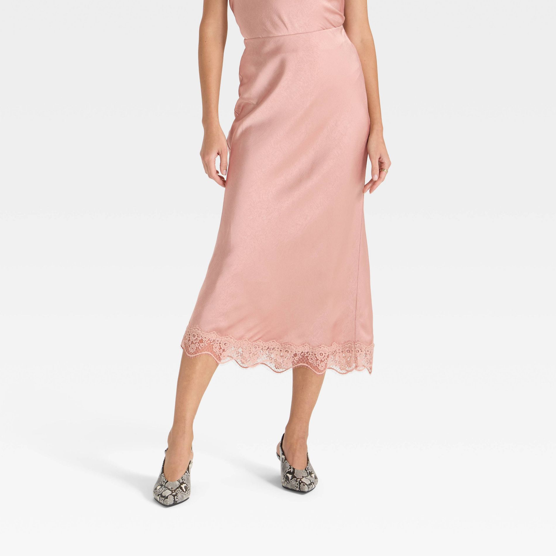 Women's Lace Trim Midi Skirt - A New Day™
