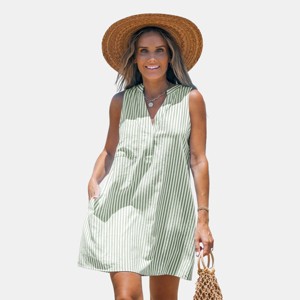 Women's Stripe Sleeveless V-Neck Mini Dress - Cupshe - 1 of 4