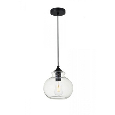 Elegant Lighting Destry 1 Light Black Pendant With Clear Glass