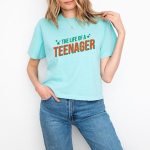 The Life Of A Teenager Puff/Glitter - Womens Boxy Crop Top - 1 of 3