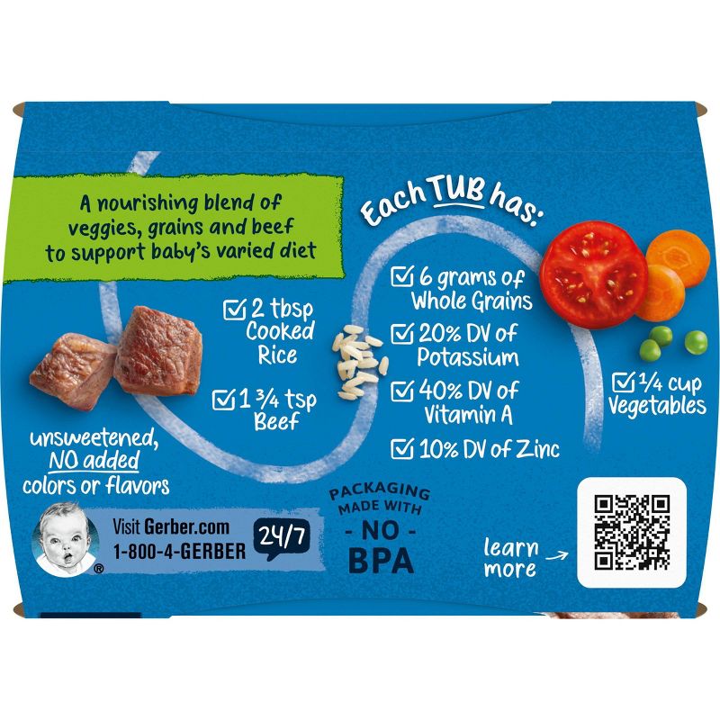 Gerber Sitter 2nd Foods Vegetable Beef Baby Meals Tubs - 2pk/8oz, 6 of 7