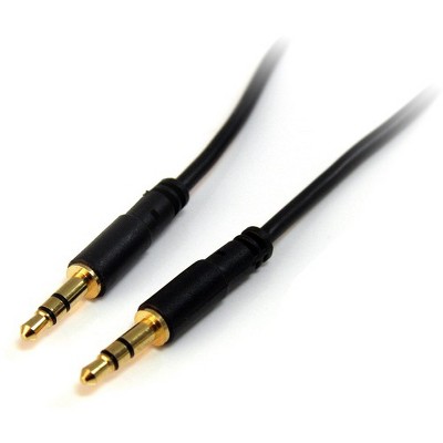 StarTech.com 3 ft Slim 3.5mm Stereo Audio Cable - M/M - Mini-phone Male Stereo Audio - Mini-phone Male Stereo Audio - 3ft - Black