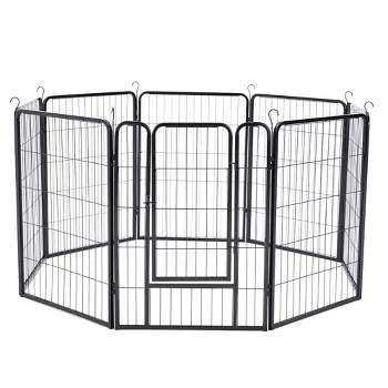 JOMEED Indoor and Outdoor Metal 8-Panel, 32" High Collapsible Dog Pet Playpen Kennel with Integrated Lockable Entry and Exit Door, Black