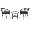 Whisen Outdoor Leisure Set, 2 Rattan Single Chairs with A Glass Round Table, Perfectly Suited for Patios, Balconies, and Courtyards - 4 of 4