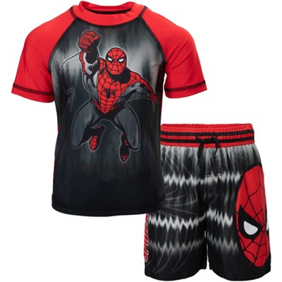 Marvel Avengers Little Boys Rash Guard And Swim Trunks Outfit Set Gray ...