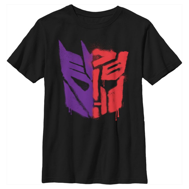 Boy's Transformers Split Bot Graffiti Logo T-Shirt, 1 of 6