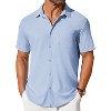 COOFANDY Men's Short Sleeve Button Down Shirt Casual Summer Beach Shirt Waffle Knit Shirts Wrinkle Free Untucked Shirt - 2 of 4