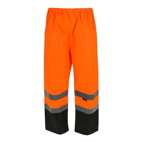 Tuff grip Men's Fluorescent Waterproof Pants with Reflective Strips, Medium, Orange