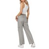 Women's Elastic Waist Solid Pocket Casual Knitted Wide Leg Pants - 4 of 4