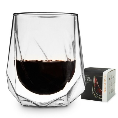 Viski Insulated Wine Glasses - Double Walled Wine Glass Set with Cut  Crystal Design - Dishwasher Safe Borosilicate Glass 13oz Set of 2