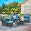 6PCS Wicker Patio Furniture Set, Outdoor Conversation Set, Sectional Sofa Couch with Coffee Table for Porch Garden Backyard Poolside - 4 of 4