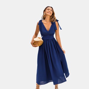 Cupshe Women's Tie Shoulder Solid V-Neck Maxi Dress : Target