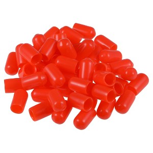 Unique Bargains Rubber Vinyl Round Tube Bolt Thread Protectors End Caps Cover Red 50 Pcs - 1 of 4
