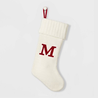 Knit Monogram Christmas Stocking White M - Wondershop™