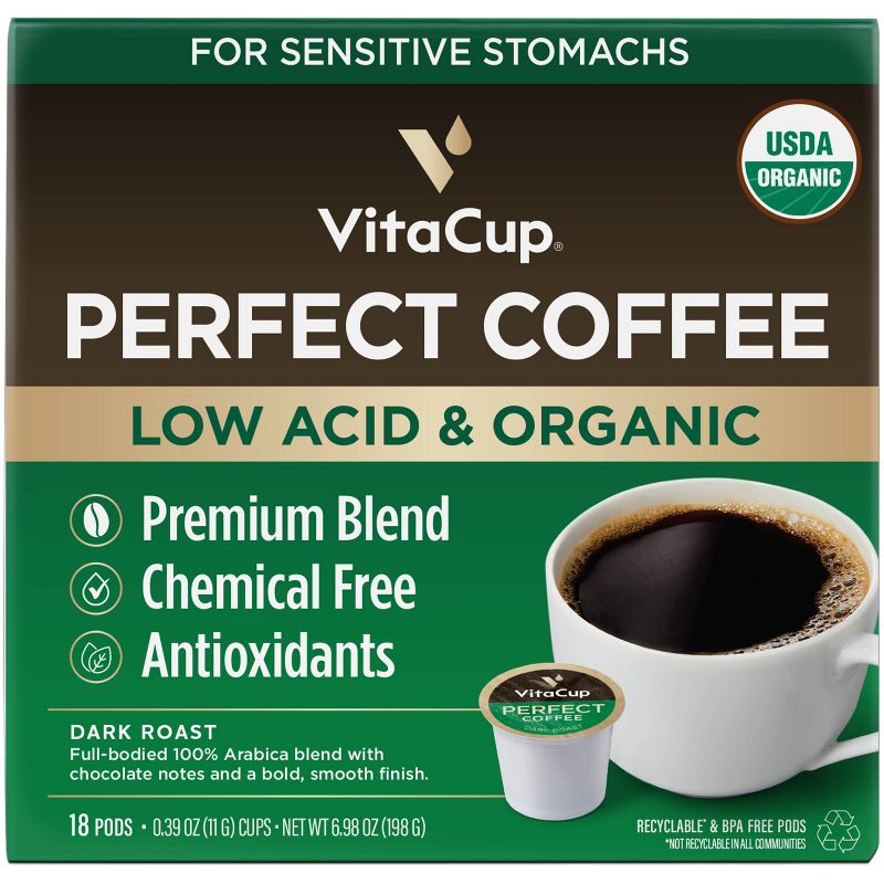 VitaCup Perfect Low Acid Dark Roast Coffee Pods - 18ct, 1 of 11