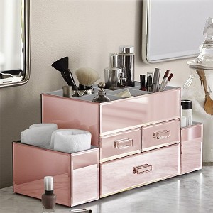 OnDisplay Amara Tiered 3 Drawer Mirrored Makeup/Jewelry Organizer - 1 of 4