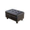 AndMakers 28.5 in. W Black Faux Leather Rectangle Ottoman with Storage and Nails - 3 of 4