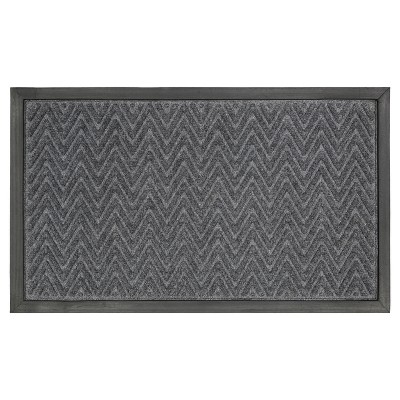 Mohawk Home Striped Utility Mat Charcoal Indoor/Outdoor 24 in. x 36 in. Utility Door Mat, Grey