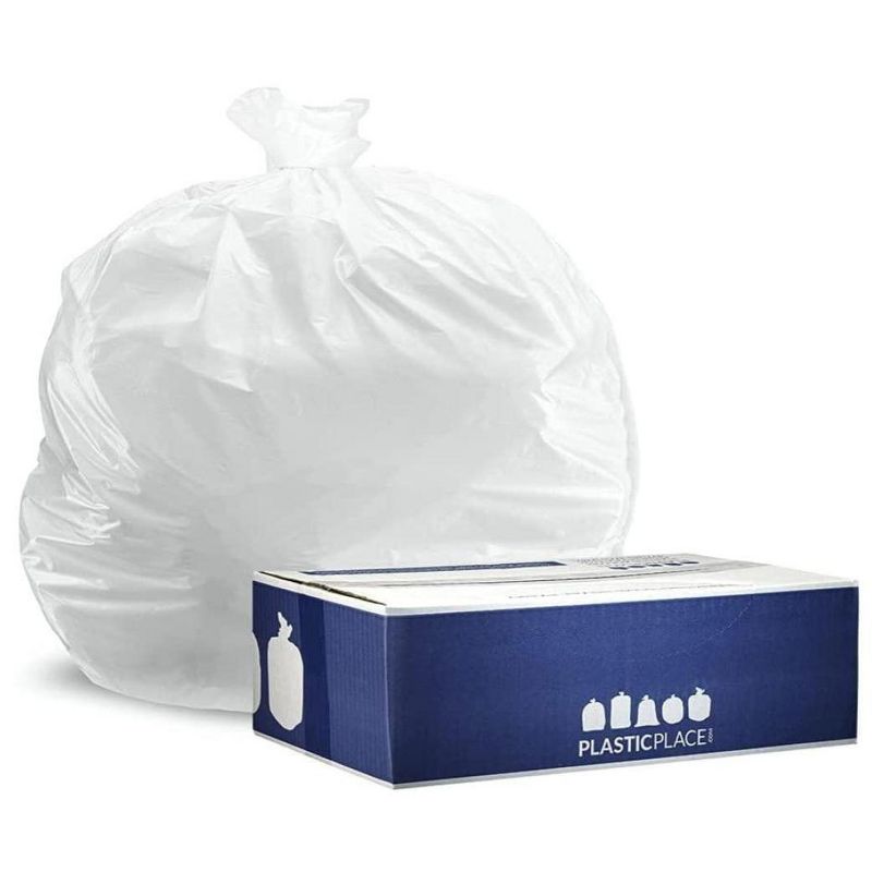 Plasticplace 13 Gallon Value Line White Trash Bags, 0.7 Mil, 23.75"x28" (180 Count), 1 of 5