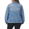 Women's Plus Size Classic Denim Washed Front Long Sleeve Casual Jean Jackets - Agnes Orinda - 4 of 4