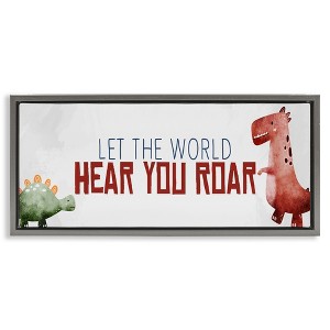 Stupell Industries Hear You Roar Dinosaurs Floating Frame Canvas Art, Gray, 25" x 11" - 1 of 4
