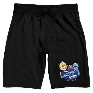 Sesame Street The Longest Street On Earth Adult Black Sleep Pajama Shorts - 1 of 4
