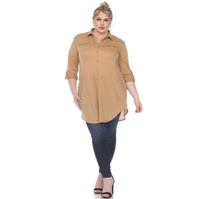 Plus Size Stretchy Tunic -White Mark