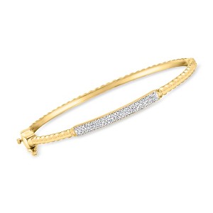 Ross-Simons 0.25 ct. t.w. Diamond Bar Bangle Bracelet in 18kt Gold Over Sterling Size 7 - 1 of 3