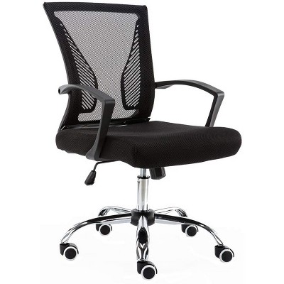 Modern Home Zuna Ergonomic Design Breathable Mesh Modern Mid Back Office Desk Chair with Lumbar Support, Steel Base, and Rolling Wheels, Black